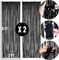 2-Pack Black Tinsel Foil Fringe Curtains – 3ft x 8ft Metallic Backdrop for Photo Booth – Shimmering Black Streamers for Birthday, Wedding, Graduation, Hollywood Theme & Halloween Party Decorations